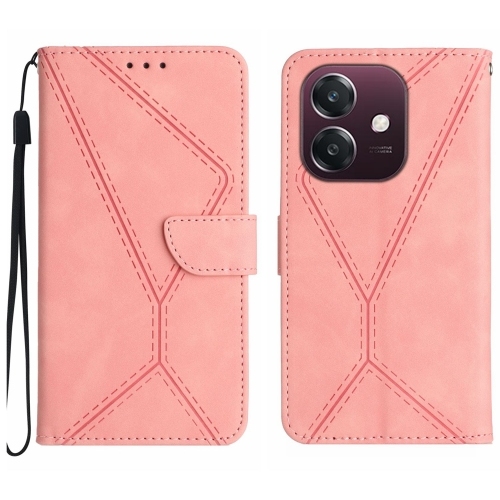 Oppo A40 4G Global / 5G Global Stitching Embossed Piele Phone Husa (Pink)