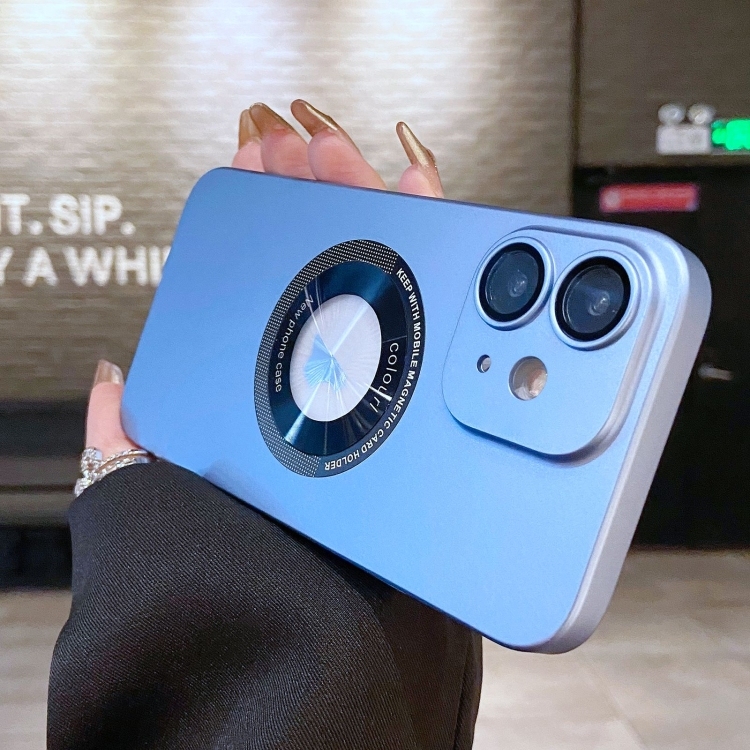 iPhone 11 Electroplating Oil Injection Magsafe Magnetic PC Husa (Light Blue)