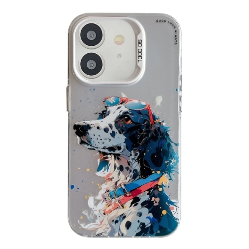 iPhone 11 Animal Pattern Oil Painting Series PC + TPU Husa (Spotted Dog)