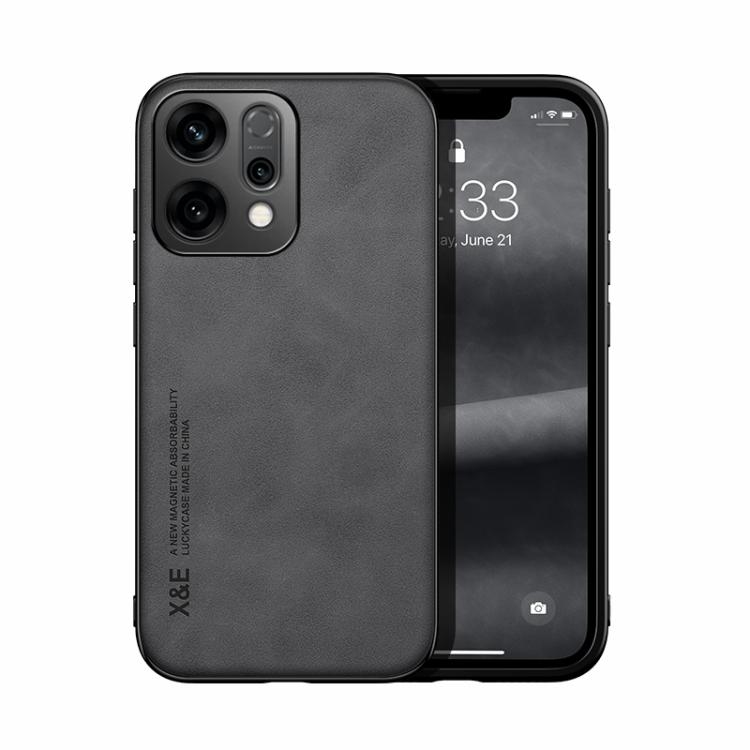 OPPO Reno14 Global Skin Feel Magnetic Piele Back Phone Husa(Dark Grey)