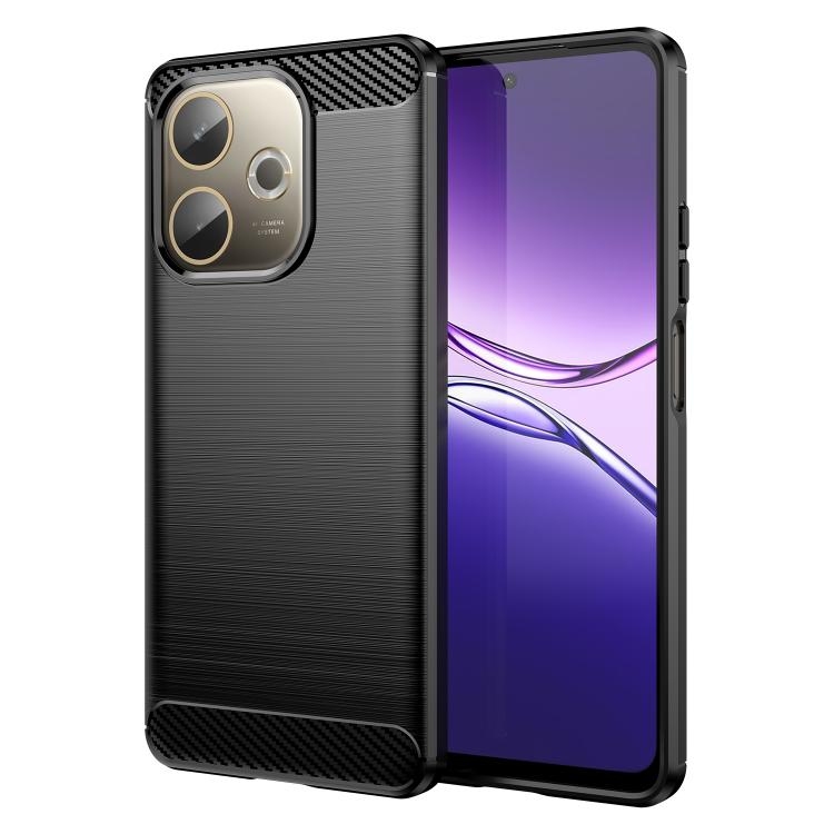 OPPO A5 Pro 4G Carbon Fiber Brushed Texture TPU Phone Husa (Black)