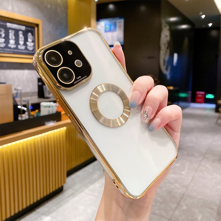 iPhone 11 CD Texture MagSafe Electroplated TPU Husa (Gold)