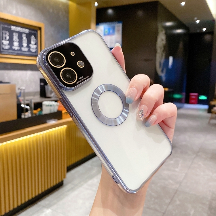 iPhone 11 CD Texture MagSafe Electroplated TPU Husa (Sierra Blue)