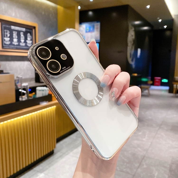 iPhone 11 CD Texture MagSafe Electroplated TPU Husa (Silver)