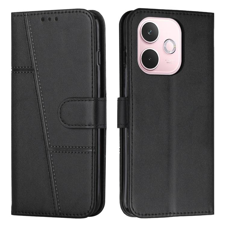 OPPO A5 Pro 5G Global Stitching Calf Texture Buckle Piele Phone Husa (Black)