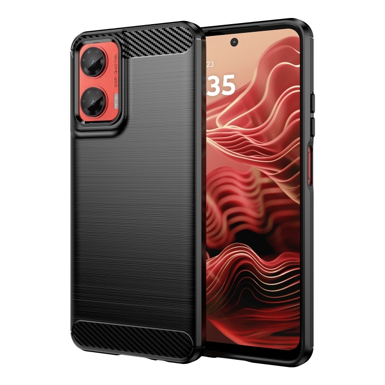 Motorola Moto G35 5G Carbon Fiber Brushed Texture TPU Phone Husa (Black)