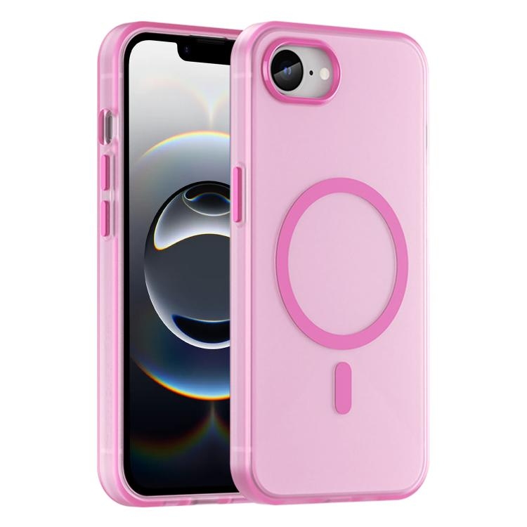 iPhone 16e MagSafe Frosted Translucent TPU + PC Full Coverage Phone Husa (Pink)