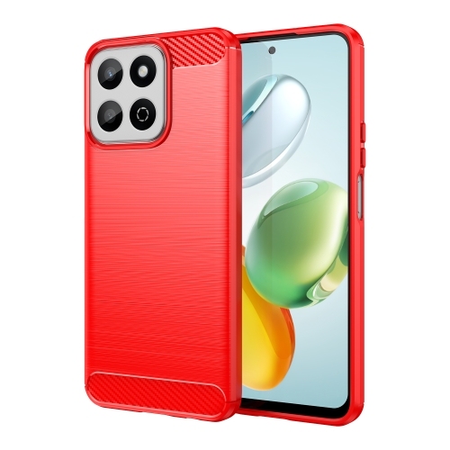 Honor 200 Smart Carbon Fiber Brushed Texture TPU Phone Husa (Red)