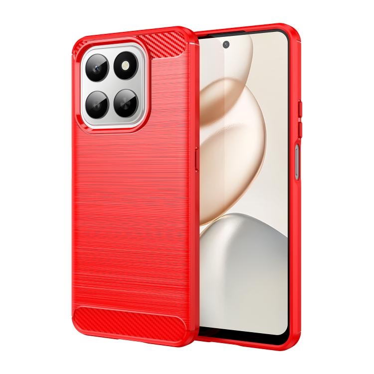 Honor X7d 5G Carbon Fiber Brushed Texture TPU Phone Husa(Red)