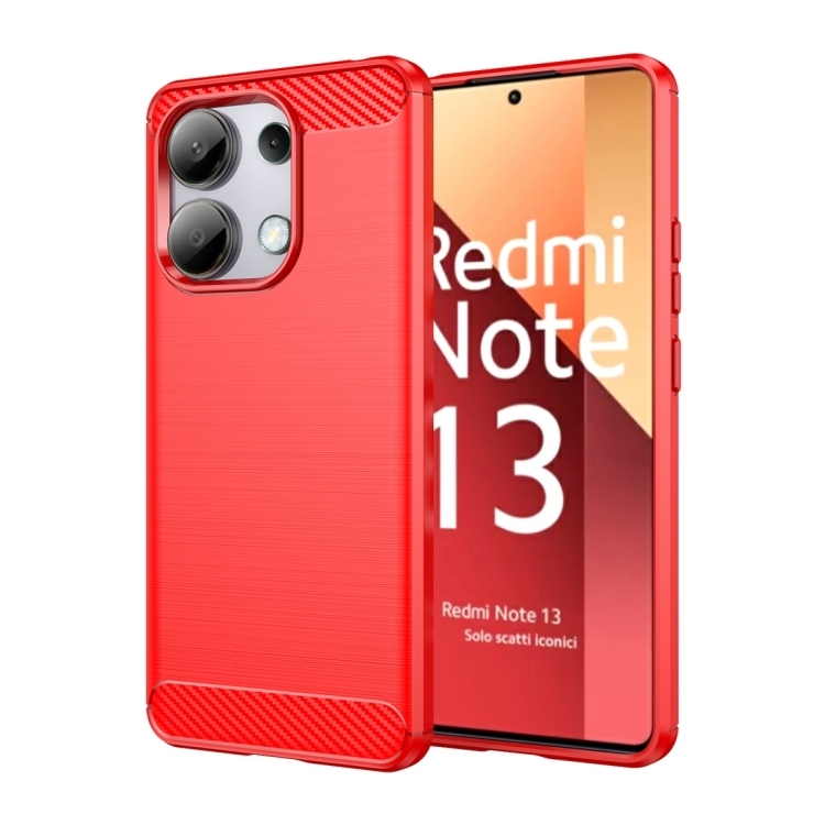 Xiaomi Redmi Note 13 4G Global Brushed Texture Carbon Fiber TPU Phone Husa (Red)