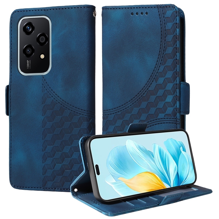 Honor 200 Lite 5G Global Embossed Rhombus Starry Piele Phone Husa (Blue)
