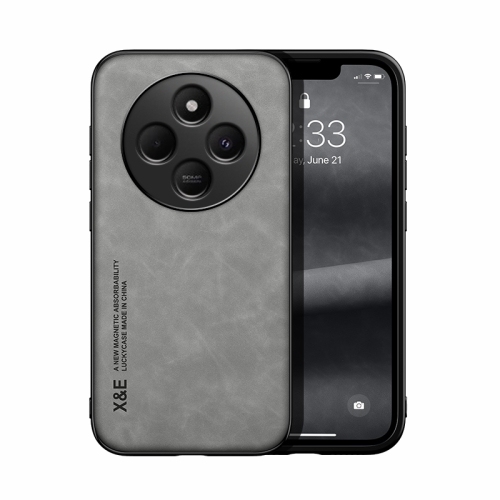 Redmi 14C 4G Skin Feel Magnetic Piele Back Phone Husa (Light Grey)