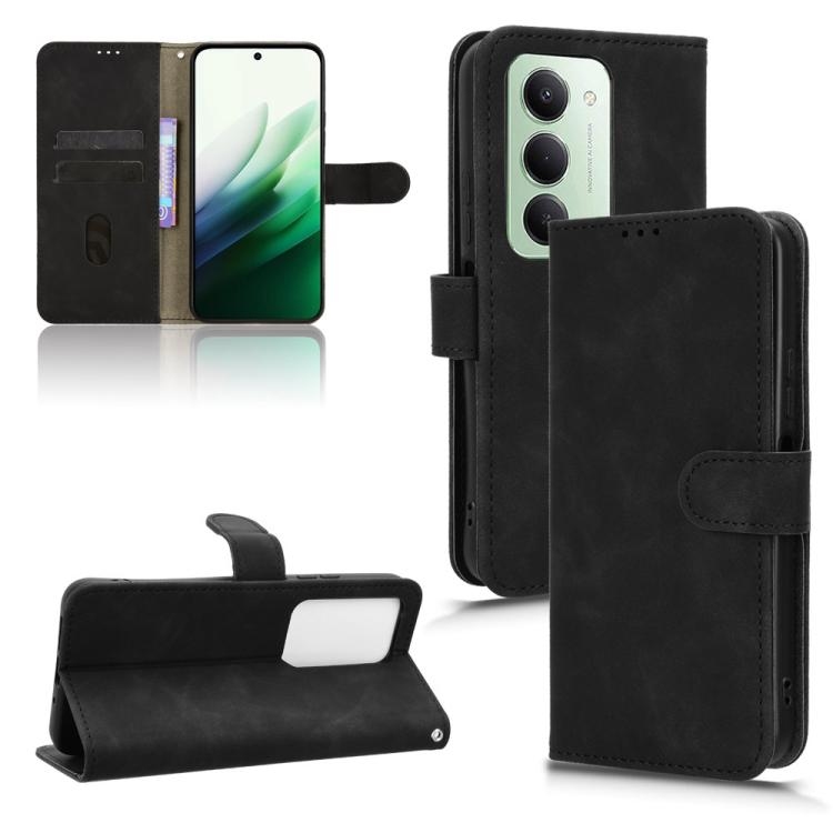 Redmi 15 5G / 4G EU 171mm Skin Feel Magnetic Carte Piele Phone Husa (Black)