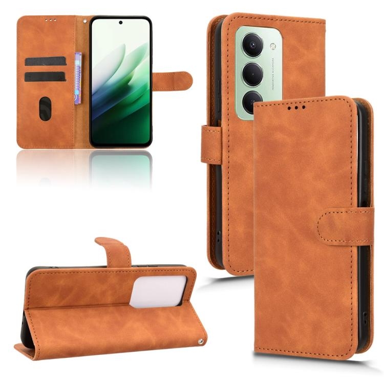 Redmi 15 5G / 4G EU 171mm Skin Feel Magnetic Carte Piele Phone Husa (Brown)