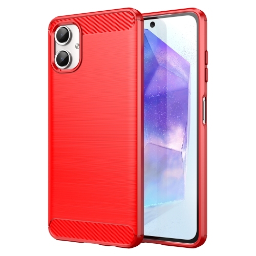 Samsung A06 4G Carbon Fiber Brushed Texture TPU Husa (Red)