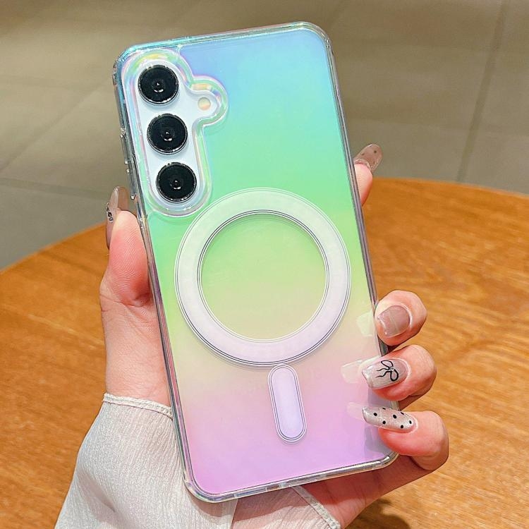 Samsung S26 5G Gradient Color MagSafe Airbag Full Coverage Phone Husa(Rainbow)