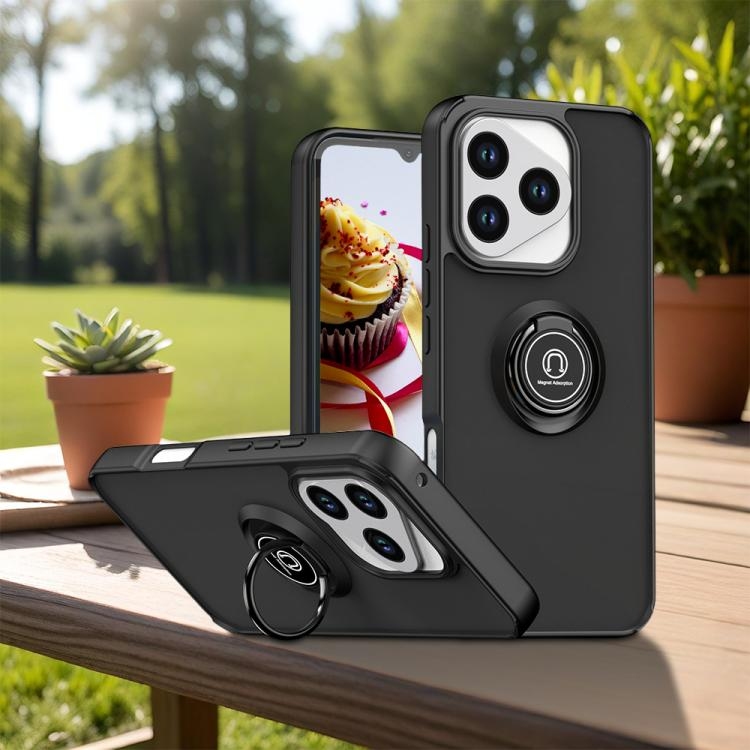 Honor 400 Lite Global Q Shadow 1 Series TPU + PC Phone Husa with Ring (Black+Black)