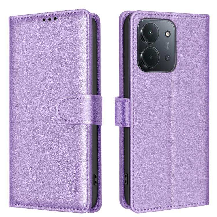 Redmi 15C 5G / 4G EU 173mm / Poco C85 5G Litchi Texture RFID Anti-theft Piele Phone Husa (Purple)