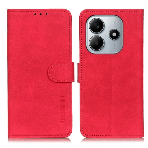Redmi Note 14 4G KHAZNEH Retro Texture Carte Piele Phone Husa (Red)