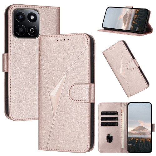 Honor 200 Smart 5G Global Triangle Pattern Buckle Clasp Piele Phone Husa (Rose Gold)