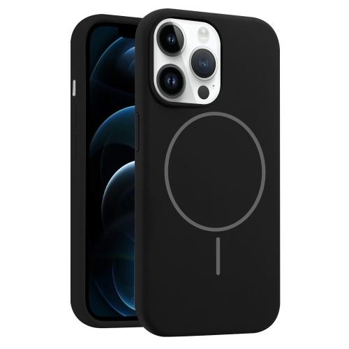 iPhone 12 Pro Max Liquid Silicone MagSafe Husa (Black)