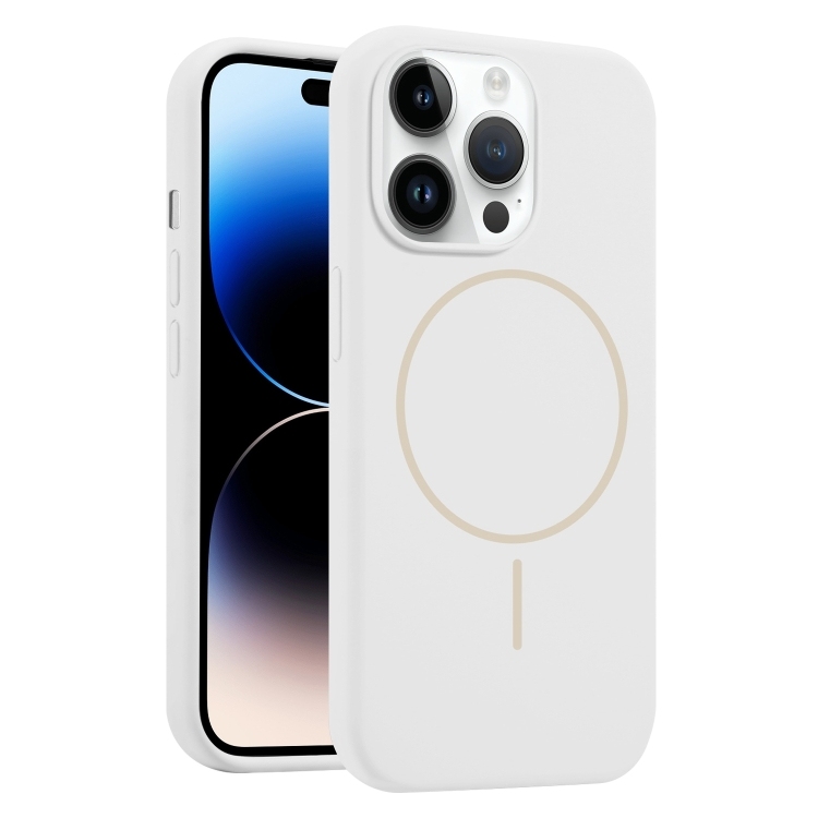 iPhone 14 Pro Max Liquid Silicone MagSafe Phone Husa(White)