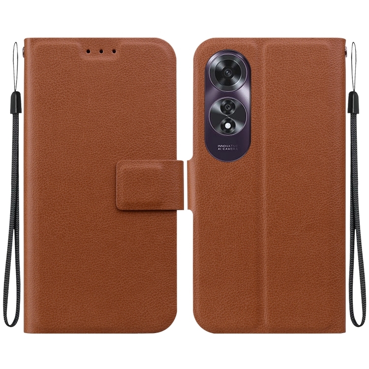 OPPO A60 4G Ultra-thin Voltage Magnetic Buckle Piele Phone Husa (Brown)