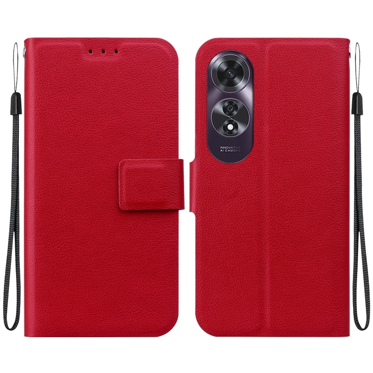OPPO A60 4G Ultra-thin Voltage Magnetic Buckle Piele Phone Husa (Red)