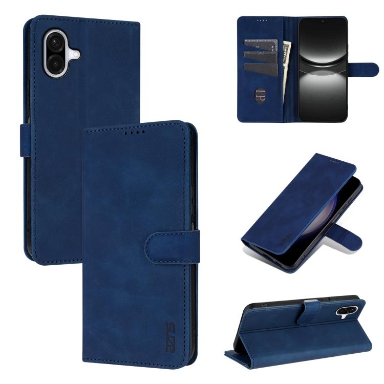 Samsung A07 4G AZNS Skin Feel Calf Texture Carte Piele Phone Husa (Blue)