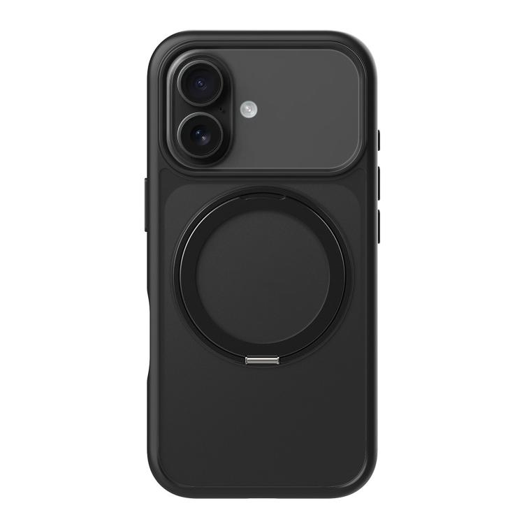 iPhone 17 Kalebol Frosted MagSafe Holder Acrylic Hybrid TPU Phone Husa (Black)