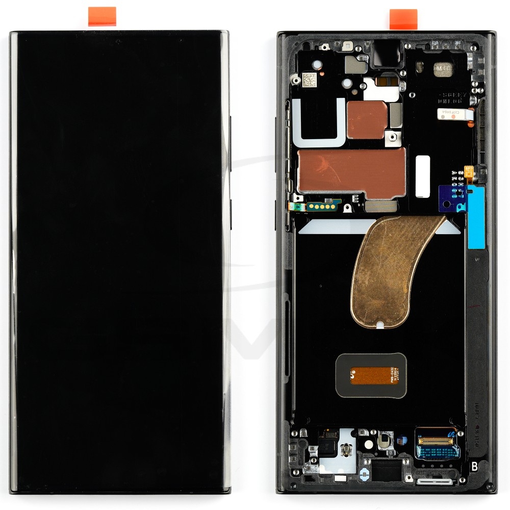 LCD SAMSUNG S23 ULTRA / S918 BLACK WITH FRAME ORIGINAL (SERVICE PACK)