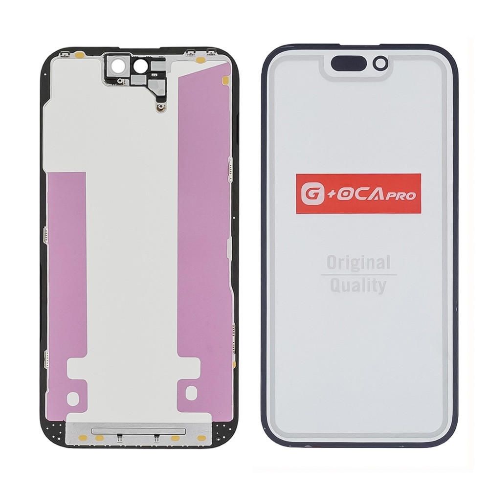 OUTER GLASS LCD iPhone 14 Pro complete with frame + OCA Black
