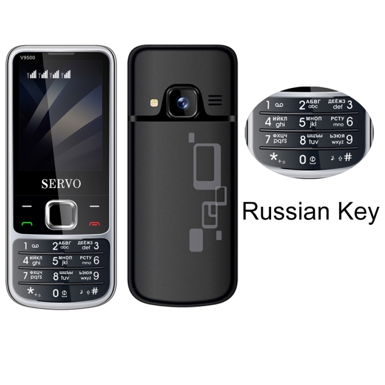 SERVO V9500 Mobile Phone, Russian Key, 2.4 inch, Quad SIM(Black)