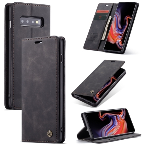 CaseMe-013 Multifunctional Retro Frosted CartePiele Husa Extra Galaxy S10 Plus, (Black)