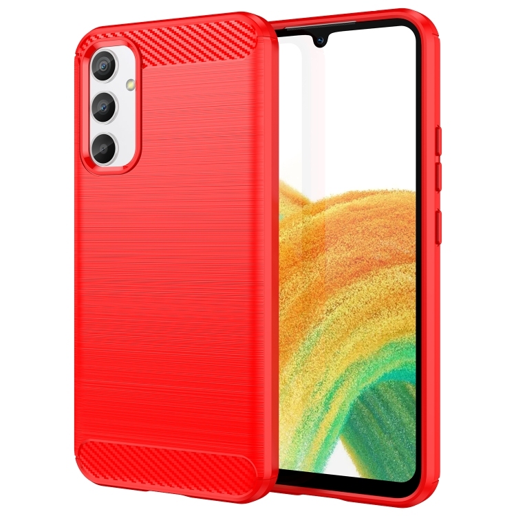 Husa p/u Samsung A34 5G Brushed Texture Carbon Fiber (Red)