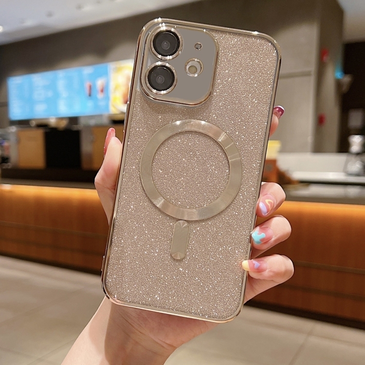 iPhone 12 MagSafe Glitter Electroplating Husa (Gold)
