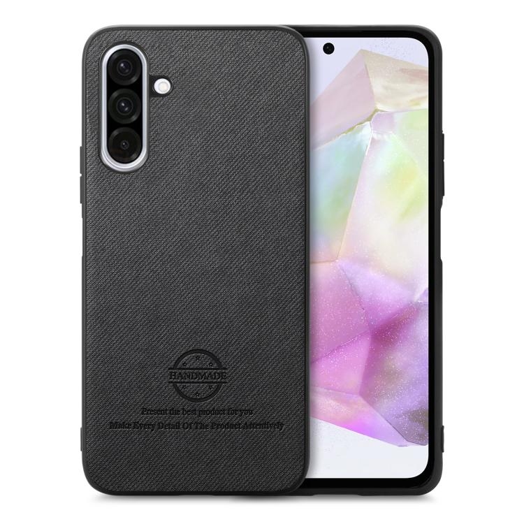 Samsung Galaxy A16 Twill Fabric Piele Skin Back Phone Husa (Black)