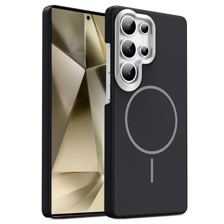 Samsung S24 Ultra 5G Gold Armor PC Thin Circle MagSafe Shockproof Phone Husa(Black)