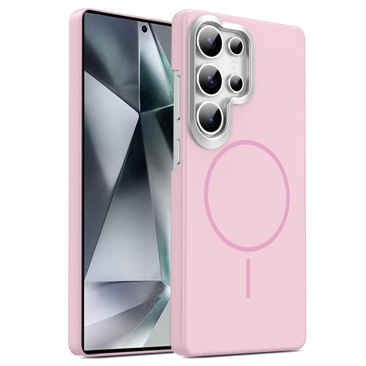 Samsung S26 Ultra 5G Gold Armor PC Thin Circle MagSafe Shockproof Phone Husa(Pink)