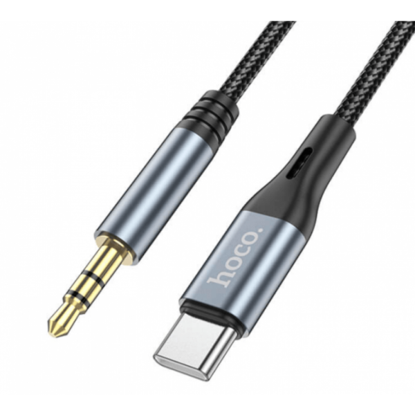Hoco DUP03 Digital audio conversion cable for Type-C to AUX black metal gray