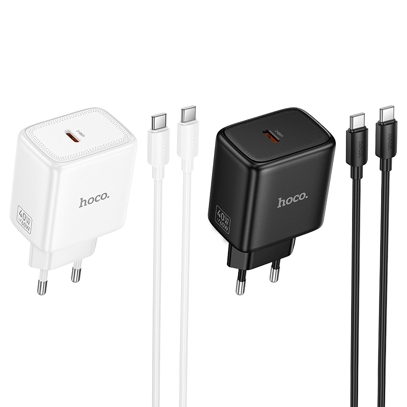 Hoco N83 Profit single port PD40W charger set(C to C)(EU) black